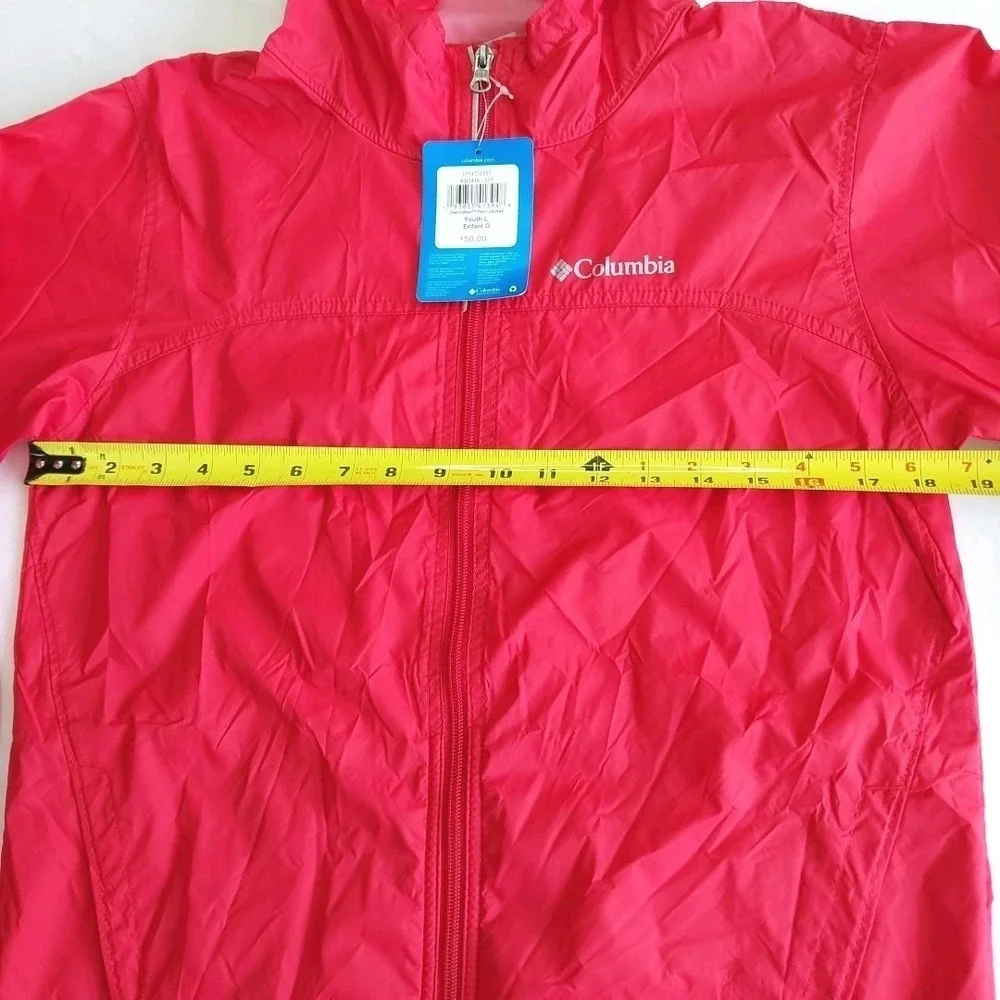 Columbia Glennaker Youth Rain Jacket Size Large Red with Hood